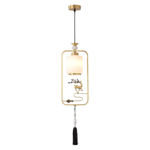 Heliang All Copper Neues chinesisches Stil kleine Kronleuchter Single Head -Nacht -Lampe Chinesische Teeraum Bar Kronleuchter Eingangsflur Lampe 9925 Ein Stil Fulu Chaole - schwarzes Rubgold - mit drei Farben Glühbirnen
