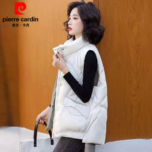 Pierre Cardin Cotton Vest Women's 2025 Autumn and Winter New Korean Style Loose and Versatile Thickened Warm Fashion Short Style Jacket Women's Black XL