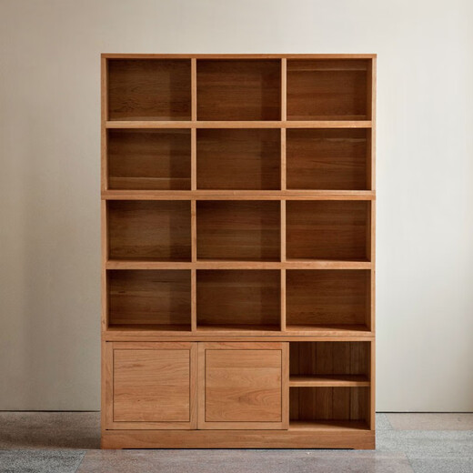 Mumo karierte Vitrine Studie Kirschholz Schwarz Walnuss Massivholz Lagerregal Produktvitrine Zuhause Standbücherregal Schwarz Walnuss Mittelschrank H677 mm Größe