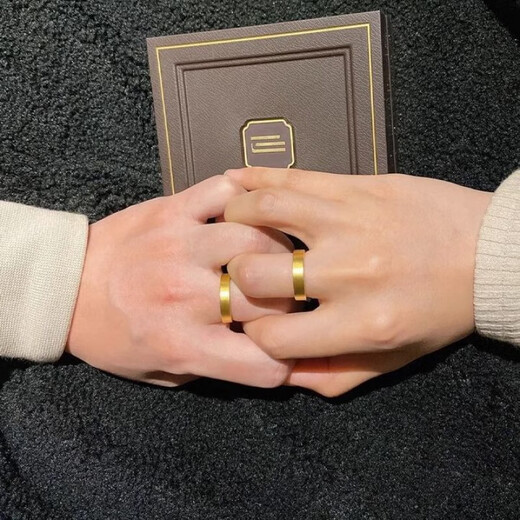 Jingruo gold au999 wide version of ancient traditional gold-wrapped silver ring for men and women, plain ring, couple ring engraved with gold 999, Hong Kong number 16