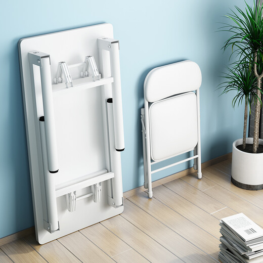 Mo example computer table folding table home learning desk office training interview long table outdoor dining table stall table 120*60*75cm white round tube thickened single layer