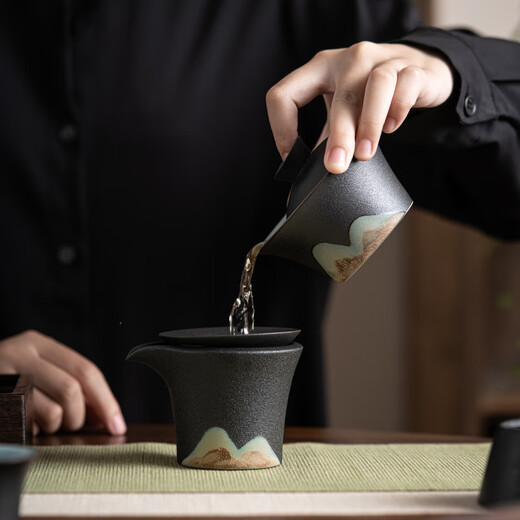 SUSHI CERAMICS tea set hand-painted glaze color Sancai tureen Kung Fu tea set gift box tea set J0333