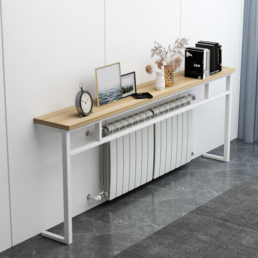 Jiyi Mufang Radiator Storage Rack Sofa Back Storage Rack Heating Shelf Heating Table Radiator Covering Table Long Strip 160-width 20-height 80cm White marble-patterned white legs