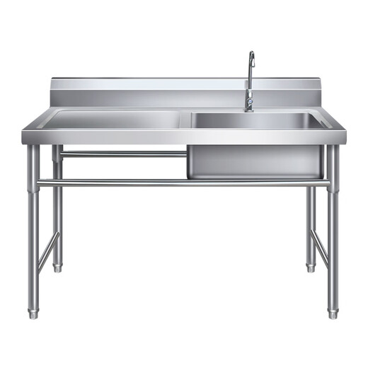Bangkochen commercial stainless steel sink with platform with bracket kitchen single and double sinks for washing dishes and vegetables wash basin canteen flagship extra thick model 120*60*80 single pool right platform