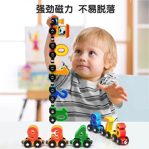 Xiaoruisi Magnetic Digital Train Enfants Magnetic Toys Baby Education Early Garçons de 3 ans Assemblez Blocs Blocs Blocs [10 numéros + 27 lettres]