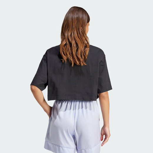 阿迪达斯（adidas）Adidas阿迪达斯三叶草女装2024秋季新款运动休闲短袖T恤IR5976 黑色|IT9887 XL