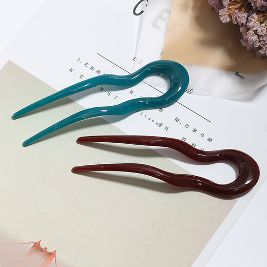 Meng Junchen simple U-shaped hairpin large retro Japanese hairpin hairpin adult versatile ball hairpin headdress black