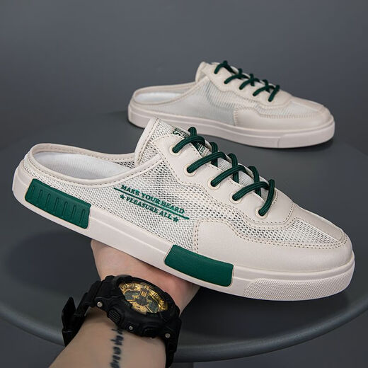 Sakura maquillaje de verano media zapatilla de verano 2024 nuevas malla transpirable zapatos de una pinza sandalias de botes de bote t826 edición de actualización verde 39