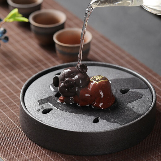 Yuxuan purple sand tea pet creative five blessing pig ornaments handmade tea art mini gold painted tea toy tea set accessories five blessing pigs