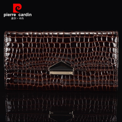 Pier Cardin brand women's handbags real cowhide fashion clutch bags top layer cowhide hand grab bag women's wallet multiple cards women's ticket clips brown fashion