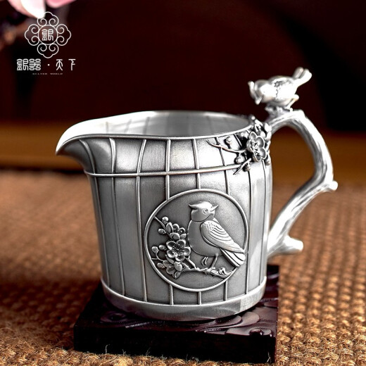 银器天下 足银茶壶999足银茶具套装 银茶杯足银煮茶烧水壶 足银功夫茶杯 玲珑茶具产品配防伪检签 玲珑银茶具套装695克配证书