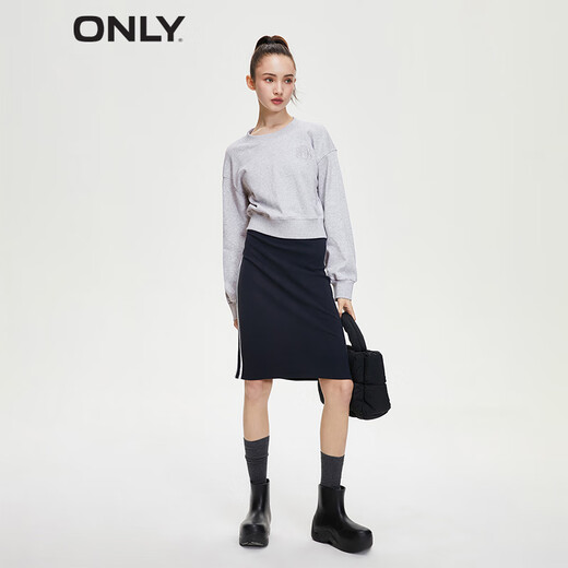 Solo la moda de otoño e invernal de hombro suelto de manga corta de manga larga para mujeres 12349S002 G11 Color gris claro xs 155/76a