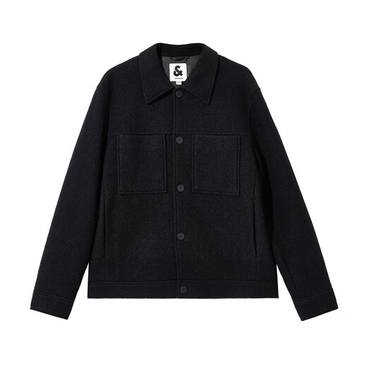 Jack Jones (Jack/Jones) Herrenkleidung Frühling und Herbst Straight Dust Fashion Street Kurzwolle Jacke Herren 100% Wolle Freizeitjacke Herren E40 Black XL 185