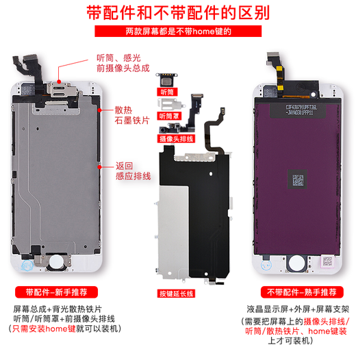 元里方苹果6屏幕总成适用iphone7 8 6p 6s plus x手机触摸外屏液晶显示屏安装 苹果6s屏幕总成【白色】 带配件（已测试）