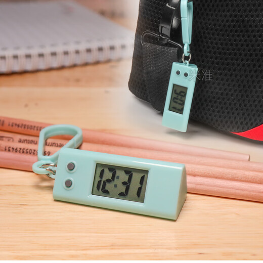 Mini small pendant watch for exam students, simple study, portable keychain electronic watch, creative digital electronic clock, white Y02 12-hour format