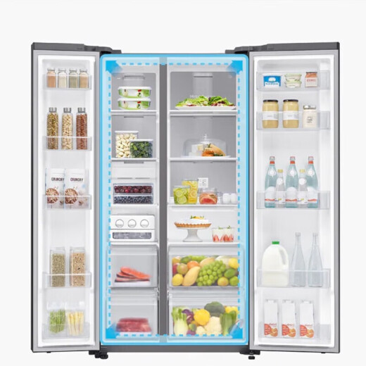 Samsung (Samsung) de 655 litros Coolinización de metal de metal sin aire refrigerado por aire Conversión de frecuencia inteligente de frecuencia inteligente Original Impresor Impresor Doble Panel de vidrio Double Refrigerador Directora casera Antigua intercambio RS62R50371L/SC