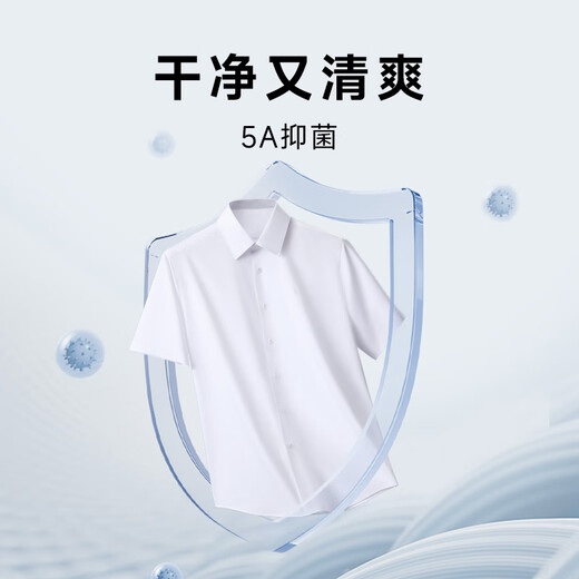 金利来【5A抑菌/微弹抗皱】春夏季纯色易打理短袖衬衫男 白色-00P2  XL