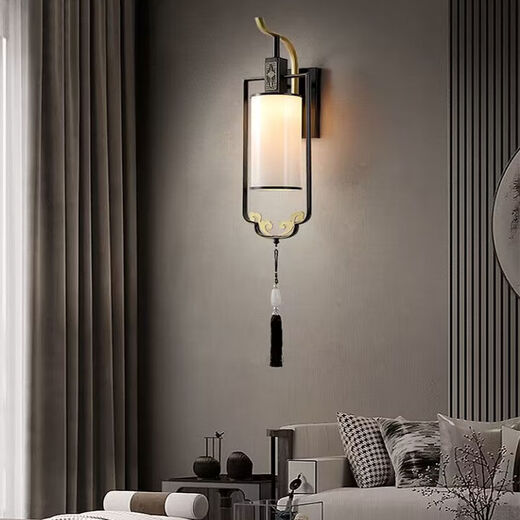 
XMSJ new Chinese style wall lamp bedroom bedside lamp living room aisle stairs TV wall modern Chinese style wall lamp B967 pair of deer copper color