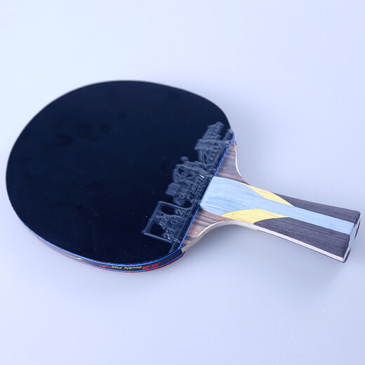 双鱼（DOUBLE FISH）乒乓球拍无极蓝专业竞技蓝海绵高弹进攻型奥运珍藏礼盒乒乓成品拍 【5木+2碳】无极蓝-9（黑檀木） 横拍/FL_长柄