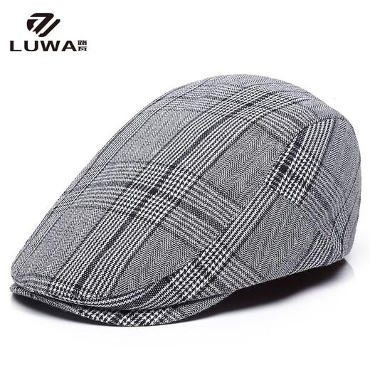 Wet red makeup plaid beret spring and autumn men's duck-billed hat Korean style fashion British plaid forward hat trendy duck-billed hat men's summer black plaid one size adjustable 56-60cm