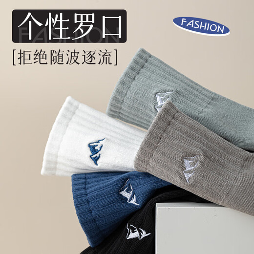 Cotton Thirteen Socks Men's Medium Socks Spring and Autumn [Solid Color Sports Style] Men's Trendy Socks Stockings Four Seasons 10 Pairs