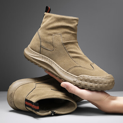 
Changxiang Huili high-top men's shoes in summer waterproof and non-slip construction site work lightweight men's labor protection shoes thick sole wear-resistant Martin boots men 58819 khaki 39