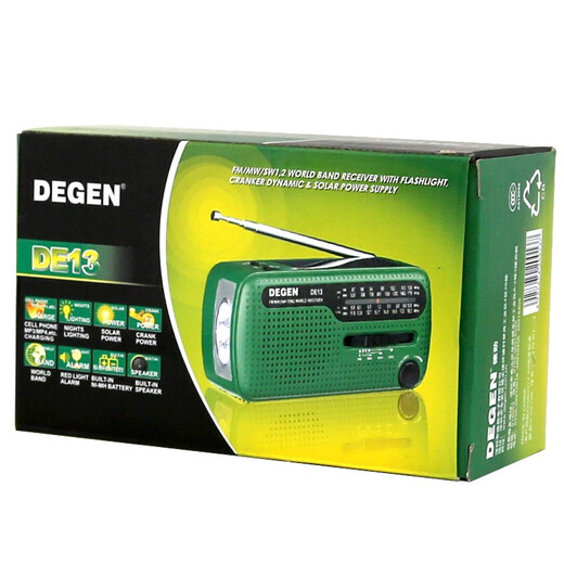 德劲（DEGEN） DE13手摇发电收音机太阳能充电地震应急照明防灾救灾老人便携式全波段广播半导体战备储备物资 DE13标配