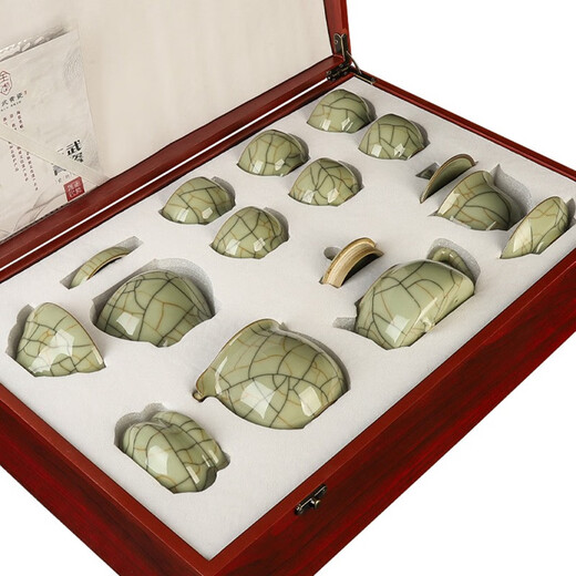 Ai Yingjia Longquan Celadon Tea Set Ge Kiln Famous Handmade Ceramics Home Living Room High-end Tea Maker Office Light Luxury Kung Fu Tea Set Tea Ceremony Gift Set Song Pattern Legacy Series 12 Pieces