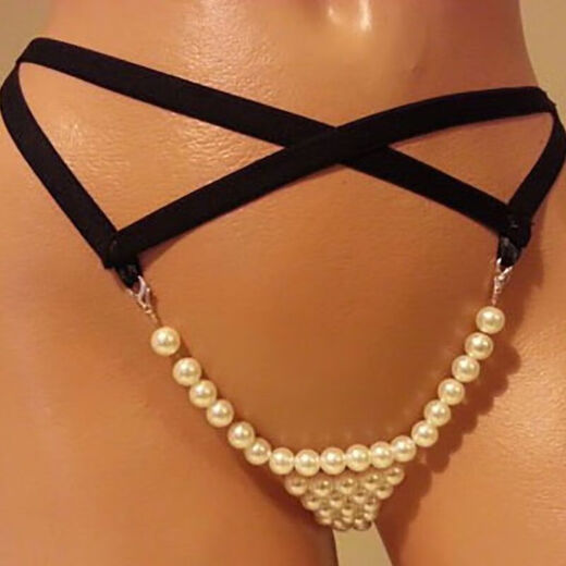 Sexy underwear pearl underwear self-sufficient thong massage large pearl underwear female sexy temptation white