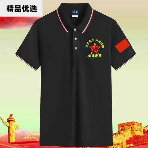CEENIU可定制中国字样爱国t恤参战军八一聚会衣服纪念衫翻领短款 宝蓝色纪念款 687 M 95-110斤