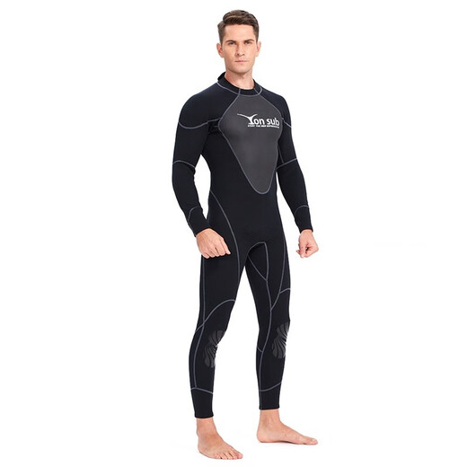 YON SUB one-piece wetsuit 1.5mm men and women winter swimming warm long-sleeved wetsuit snorkeling suit black M