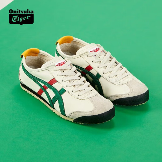 OnitsukaTiger classic retro casual shoes for men and women, comfortable and versatile shoes MEXICO66DL408 milky white/olive green 40.5