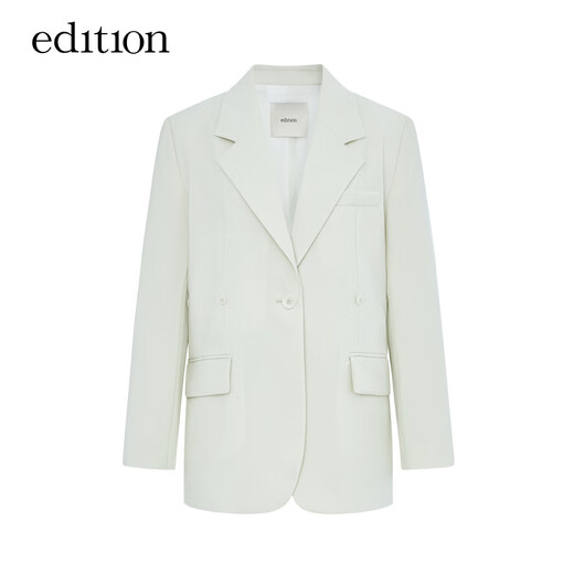 Edition suit jacket spring new old money style wool worsted waist commuting female gentleman suit elegant white green S 160