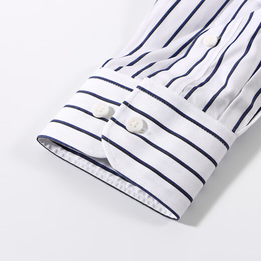 
Conch (CONCH) striped shirt men's long-sleeved shirt 100% pure cotton high-spin hot-scalding anti-wrinkle business casual trendy high-end old brand 1047 blue and white stripes bagged 40