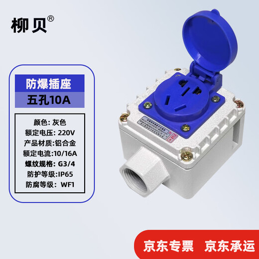 Liubei explosion-proof socket 220V five-hole 10A universal exposed and concealed multi-hole 86 type industrial waterproof outdoor socket one five-hole