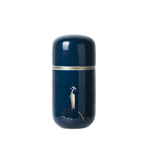 Lunch Creative Mini Ceramic Small Tea Can Tin Lid Tea Box Travel Portable Sealed Can Home Aromatherapy Can Yijianxi Tea Can-Egret (Ji Lan)