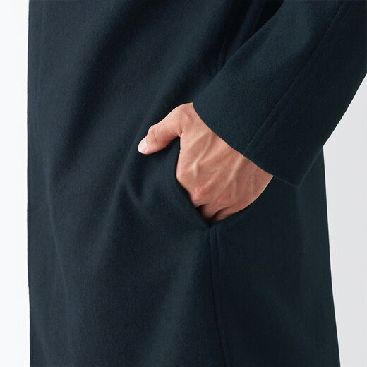 无印良品 MUJI 男式 羊毛混 短外套 毛呢大衣 男士男款外套 ADF02C2A 深藏青色 L (175/100A)
