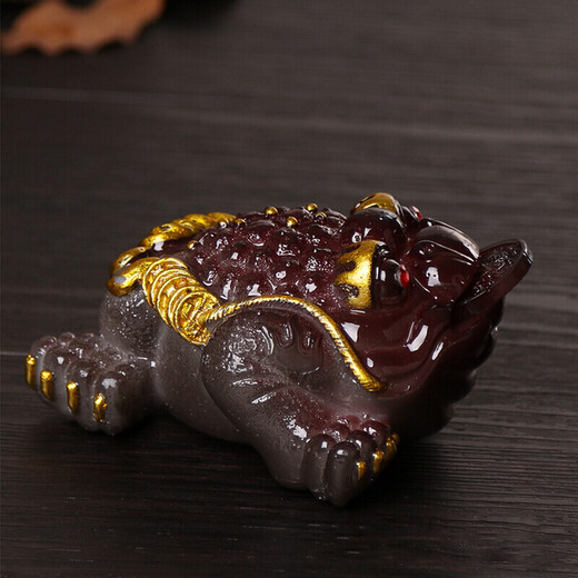Feixiang tea pet ornaments, color-changing golden toad tea pet ornaments, tea set, toad tea art accessories, lucky toad tea pet tea play, golden golden toad