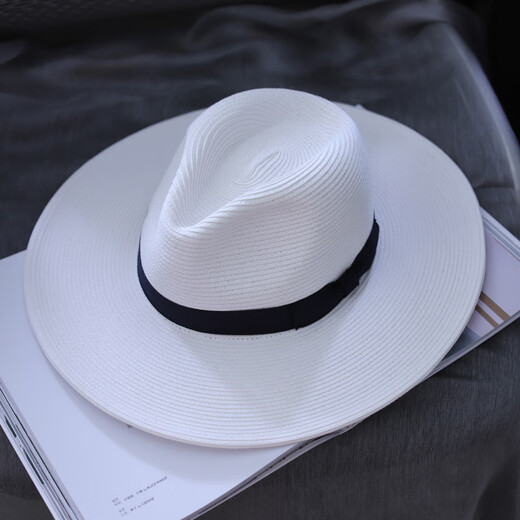 Oufandi large brim men's straw hat sun protection summer large sun hat women's outdoor large brim sun hat good off-white one size adjustable (55-60cm), with windproof rope