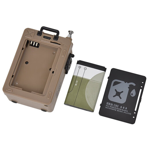 Hanrongda 701 Multifunktionsfunk-Radio-Upgrade-Version Multi-Band-Bluetooth-Plug-in-Karte Kleiner Audiouhr Steuerungsschalter großer Lautsprecher Wüstengelb Standard: Ladekabel + Lanyard + Speichertasche
