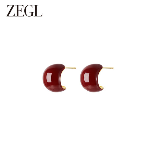 ZEGL Earrings Red Women's Earrings Earrings 925 Silver Needle Temperament High-end Light Luxury Gift for Best Friend's Birthday