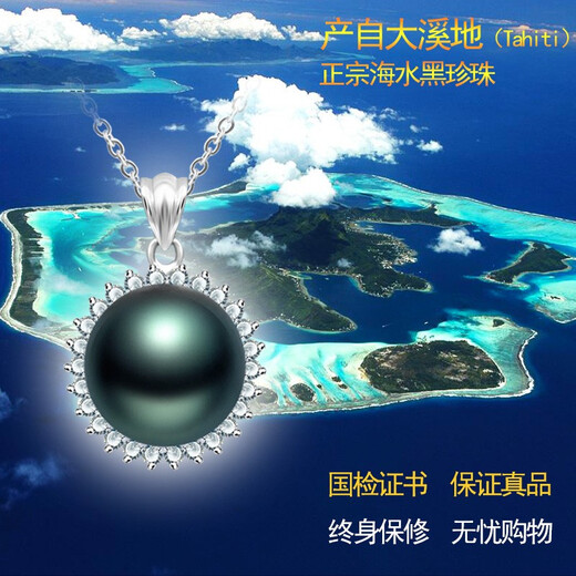 TASINOR Jewelry Tahitian Black Pearl Pendant Saltwater Pearl for Women Free 18k Gold Necklace 12-13mm Flawless Gift Free 18k Gold Necklace + Gift Box + Certificate 12-13mm
