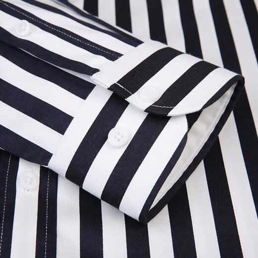 Talentueuse Yijia Black and White Vertical Stripe Stripe Men's Men's British Men's Fashion Casual Elastic Cotton Coton Trending Anti-Warming Stripes bleues cachées 5009 40 / L / 175