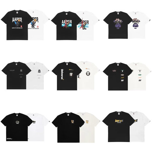 AAPE MODE MARKE APE HEAD CAMOBLAGE BRIEFEN RUND SACK COUTWOLLE Kurzärärmelte T-Shirt für Männer und Frauen Sommer loser halbärmeliges Hemd schwarz 693# schwarz M 80jin [Jin entspricht 0,5 kg] 120jin [Jin gleich 0,5 kg]