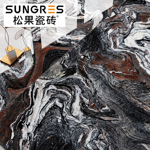 松果现代简约深灰色奢石客厅地砖大理石瓷砖卫生间厨房墙砖600 1200 S12803  600*1200MM