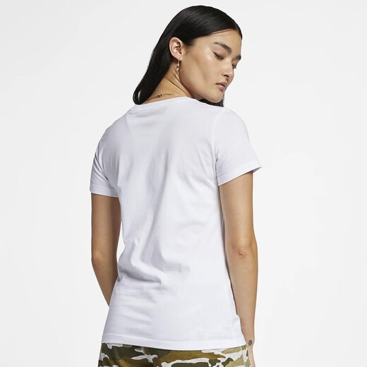 Nike Nike Women's Big Hook Logo t-shirt rond respirant T-shirt à manches courtes Sports Top BV6169 Blanc 100 S