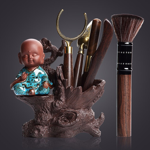Tang Feng Six Gentlemen Tea Ceremony Accessories Household Pot Pen Tea Needle Zen Little Monk Ornaments Ceramic Tea Cistern Hanmei Zen Tea Cistern + Pinsheng Accessories