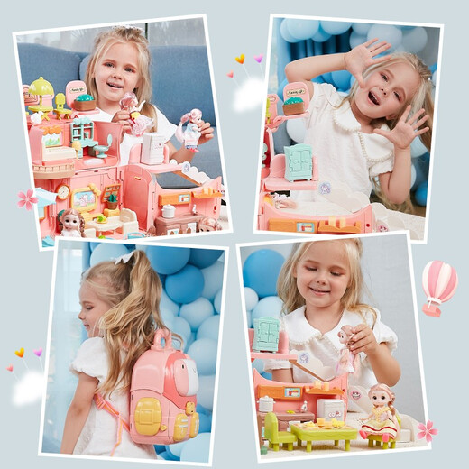 Yasni Doll Villa Princess House spielen Haus Toys Schultasche deformiert Dressing Puppe DIY Girls Geburtstagsgeschenk