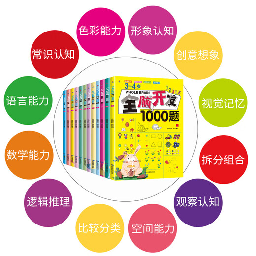 Whole brain development 700 questions 1000 questions 2-3 years old, 3 volumes of early education for children, mathematical thinking and logic training, 3-4-5-6 years old children's left and right brain intelligence, children's picture book toy book, great development of intelligence and concentration, educational early education book, 4-5 years old, 1000 questions, whole brain development (3 volumes)
