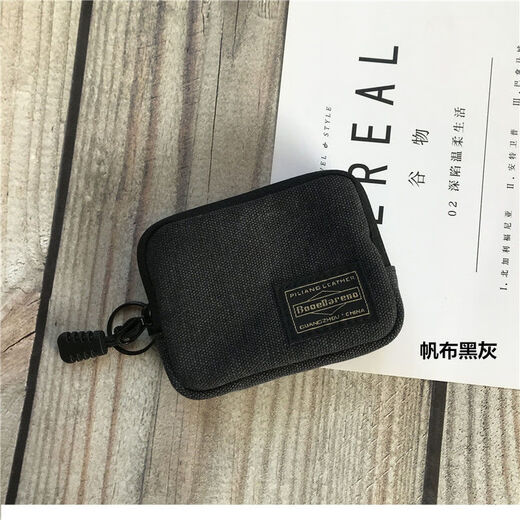 络伊得（LUOYIDE）潮牌证件包卡包小巧包零钱包硬币包耳机小包潮流小挂钩MINI小包包 黑色聚酯料